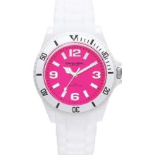 Cannibal Unisex Quartz Watch With Pink Dial Analogue Display And White Silicone Strap Cj209-01E
