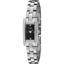 Caravelle by Bulova Women's White Diamond Black Dial Stainless Steel