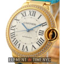 Cartier Ballon Bleu Collection Mid-Size 36mm 18k Yellow Gold Diamond Bezel Automatic