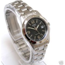 Casio Date Black Dial Steel Ladies Watch