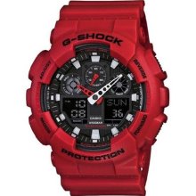 Casio G-Shock Analog Digital Red Mens Watch GA100B-4A
