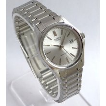 Casio Steel Silver Dial With Date Ladies Watch -1
