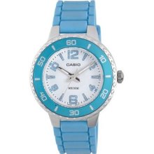 Casio Women's Ltp1331 2av Sport Turquoise Bezel And Matching Resin Strap Watch