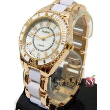 Celebrity Rose Gold Womens Mop Dial Bracelet Fashion Gevena Designer White Watch
