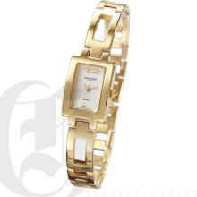 Charles Hubert Classic Ladies White Dial Gold Tone All Weather Watch 6728
