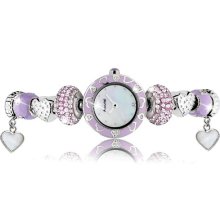 Charmed By Accurist Sweet Lavender Women's Quartz Charm Bead Watch With Mother Of Pearl Dial Analogue Display And Silver Bracelet Lb1465l