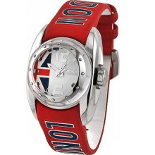 Chronotech Children's Silver Dial Red Leather Date Quartz Watch