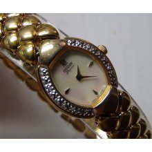 Citizen Ladies Quartz Gold Pearl Dial Diamonds Watch $595 w/ Gold Bracelet