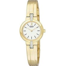 Citizen Womens Gold Ss Bangle Bracelet Watch, Swarovski Crystals Ek1182-58a