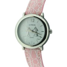 Citron Women's Quartz Watch With White Dial Analogue Display And Pink Plastic Or Pu Strap Asl250/B