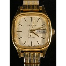 Classic Gold Tone Cadence Date Window Flex Band Ladies Watch Works (r1)