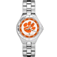 Clemson tigers women's chrome alloy watch w/ stainless steel band