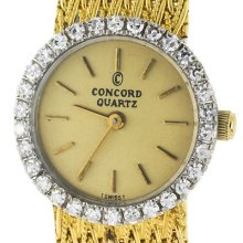 Concord Solid 18k Yellow White Gold Diamond Swiss Quartz Ladies Watch