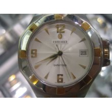 Concord Swiss Men's Watch Quartz Sapphire 18k 750 Solid Gold Two Tone Saratoga