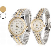 Couple Style Unisex Steel Quartz Analog Wrist Watch Couple Style (Silver)