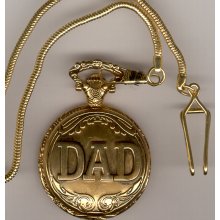 DAD Gold-Tone Pocket Watch W/ Chain JG-10398