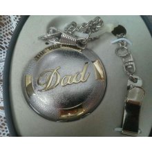 Dad pocketwatch Gold Silver Tone The Greatest Flag Detailed Pocket Watch Box NEW