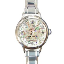 Denver Colorado Map Italian Charm Wrist Watch Round Womens Jewelry 14