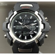 Dial Fashion Quartz Hours Date Alarm Black Rubber Men Women Wrist Wa