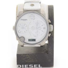 Diesel Dz7194 Sba Oversized Chronograph White Leather Strap Mens Watch