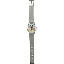Disney By Ingersoll 26094 Mens Mickey Silver Mesh Watch