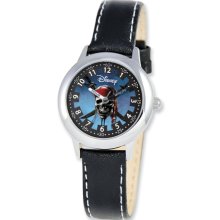 Disney Pirates of Caribbean Kids Black Leather Band Time Teacher Watch