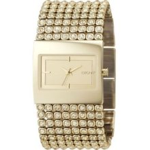 DKNY Women's Quartz Crystal Accent Wide Mesh Stainless Steel Bracelet Watch