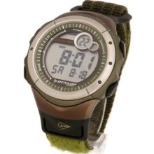 Dunlop DUN-28-G12 - Dunlop Men Digital Chronograph Watch, Olive Green Dial Details And Nylon Band.