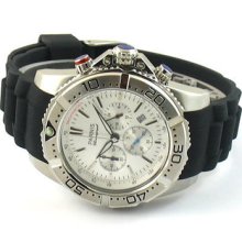 E672,parnis 45mm White Dial Stainless Steel Case Full Chronograph Watch