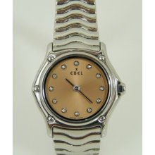 Ebel Stainless Steel Sport Classic Wave Mini 9157112 Diamond 25mm Watch