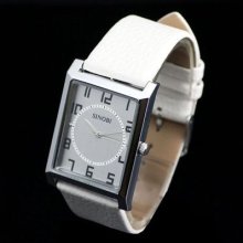 Elegant Classical Style Japan Movement Sinobi Mens Lady White Wrist Watch