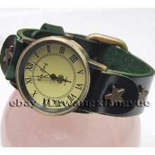 Elegant Fashion Vogue Retro Genuine Leather Band Roma Number Dial Quartz Watch