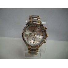 Elegant Silver/gold Finish Chronograph Style Geneva Fashion Watch