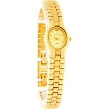 Elgin Quartz Ladies Classic Diamond Satin Finish Gold Tone Bracelet Watch EL320