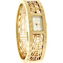 Elgin Quartz Ladies Gold Tone Bracelet Cuff Dress Watch EG1047