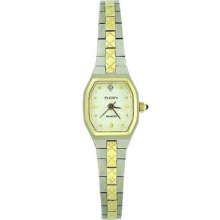 Elgin Women Watch Rectangular Case Gold Tone Watch Diamond Dial
