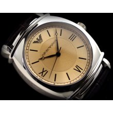 Emporio Armani Classic Brown Leather Band Men's Watch Ar0264 Authentic