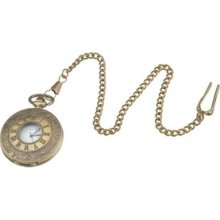 Exquisite Antique Bronze Tone Roman Numerals Pocket Pendant Chain Necklace Watch