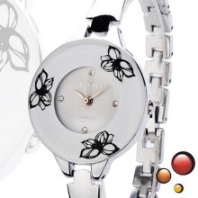 Eyki Womens Ladies Quartz Wrist Watch Round Bangle Bracelet Watches White Dial