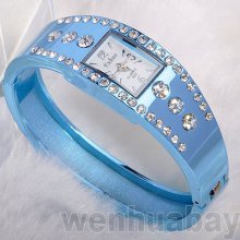 Fashion Bracelet Bangle Rhinestone Crystal Wrist Watch Trendy Womens Ladies Gift