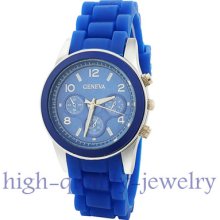 Fashion Geneva Silicone Women/men/boy/lady/girl Metallic Dial Quartz Wrist Watch