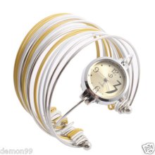 Fashion Lady Charm Bangle Stainless Steel Beads Bracelet Quartz Wrist Watch Gift