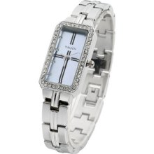 Fashion Lady Gift Modern Style Stainless Steel Aqua Blue Wrist Quartz Watch