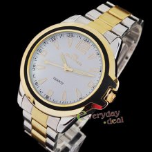 Fashion White Case Mens Stainless Steel Jp Quartz Wrist Watch Business Gift