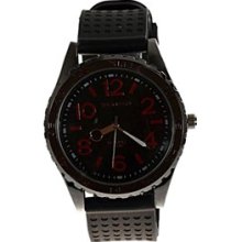 Fashionable Gear-Bezel Hour Marks Round Dial Quartz Wrist Watch Silico