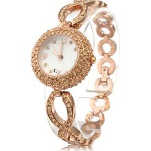 Fashionable PC Automatic Bracelet Watch with Gold Alloy Band