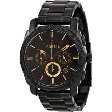 Fossil Machine Chronograph Black Stainless Steel Mens Watch Fs4682