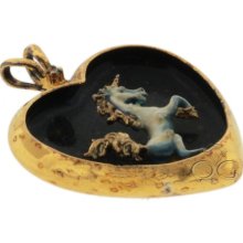 Franklin Mint Goebel Olszewski Sterling Silver Unicorn Gold Plated Pendant 1987