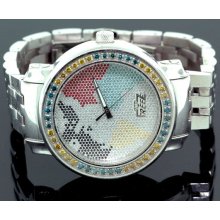 Freeze Mens Diamond Watch with Metal Band 1.75 CT