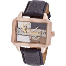 Full Skeleton Luxury Rose Gold Mens Wrist Watch Lixussrg